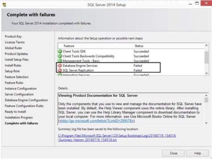 How do I fix a failed SQL Server 2014 installation?