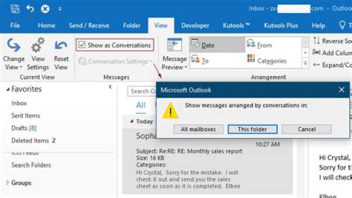 How do I see header information in Outlook?