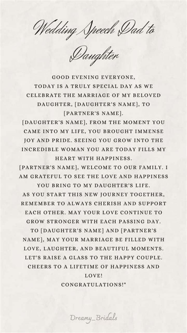 What do you say at your daughters wedding