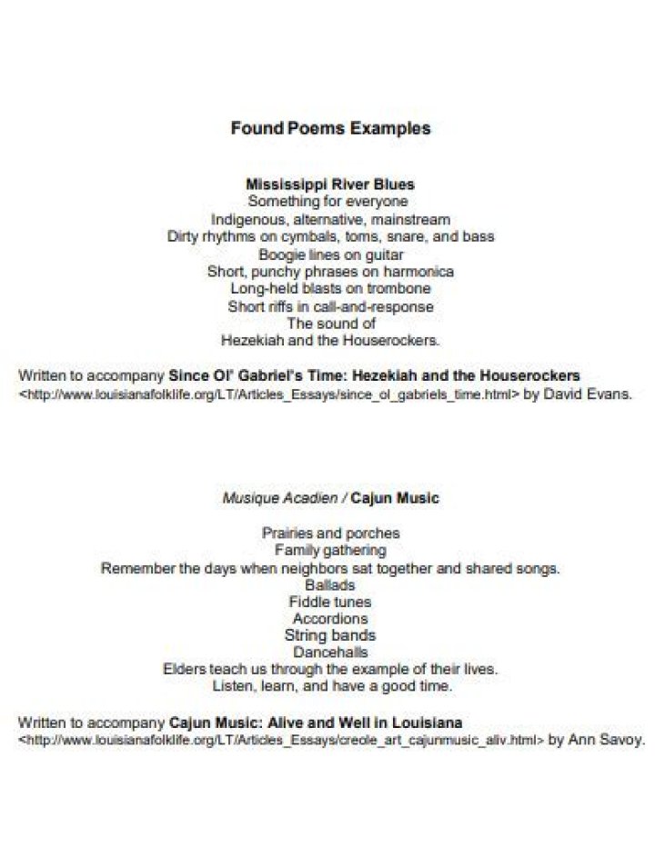 What is a found poem example?