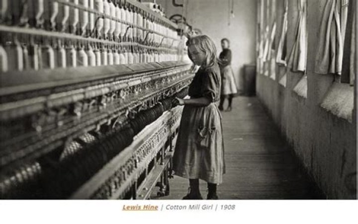 What is the significance of the cotton mill girl picture?